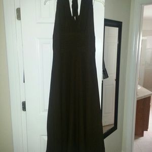 Donna Morgan 100% silk brown halter dress